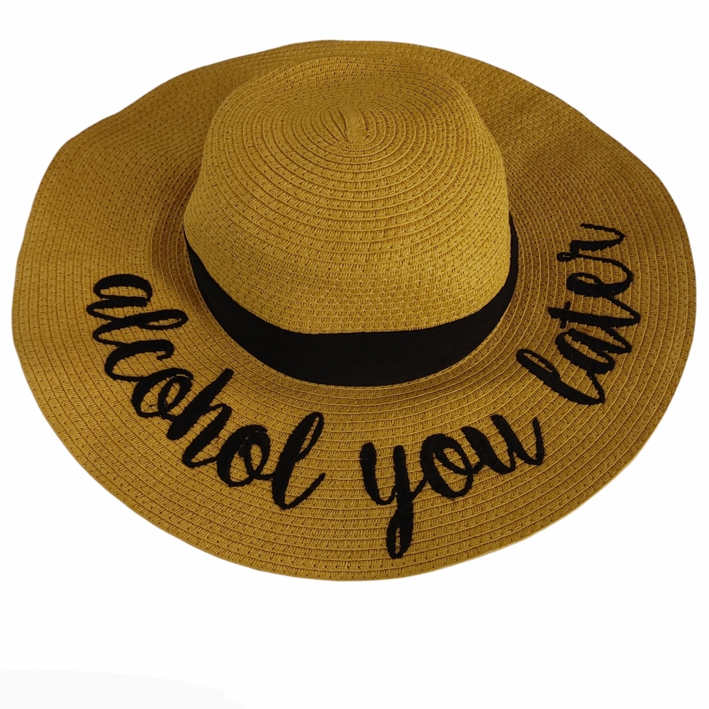 Alcohol You Later Wide Brim Beach Straw Sun Hat